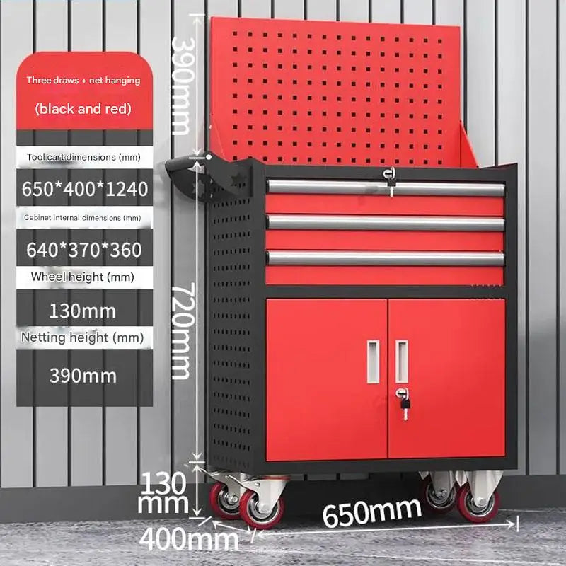 Heavy-Duty Automotive Repair Tool Cart Mobile Hardware Storage Trolley for Workshop Or Laboratory Use