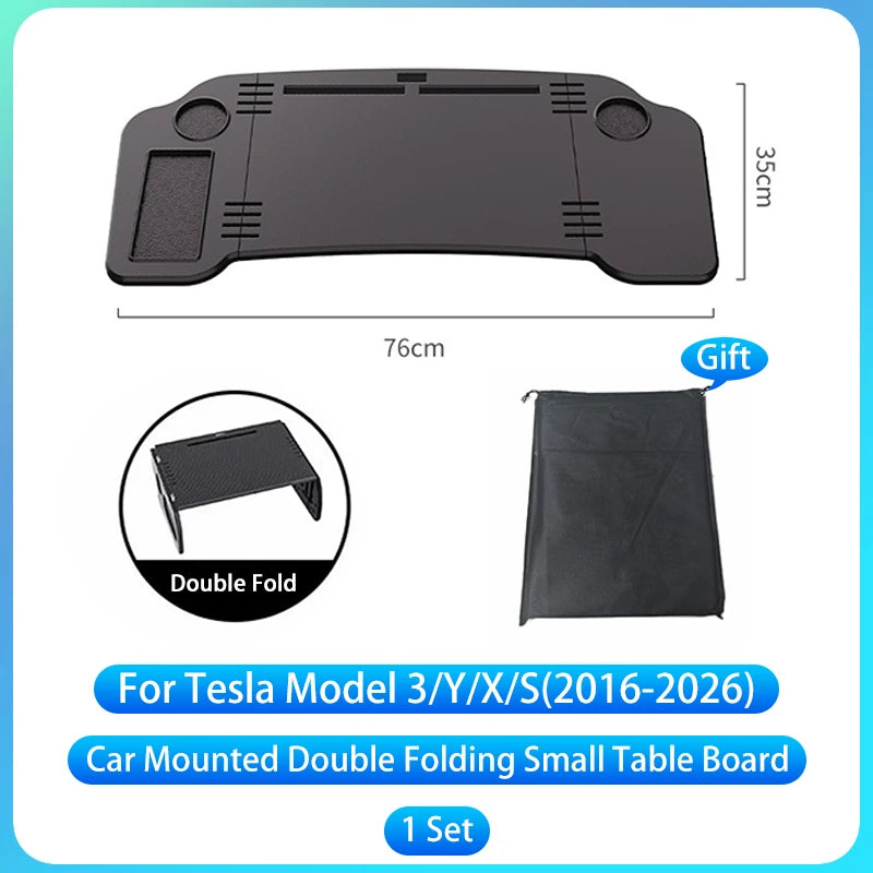 For Tesla Model 3/Y Car Mounted Small Table Board Multifunctional Computer Desk Dining Table Folding Storage Small Table Board