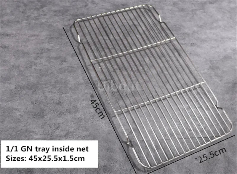 stainless steel GN tray rack BBQ Grill Meshes Oven Net Wire Steaming Kebab Barbecue Mesh Kitchen bread cold rack Baking rack
