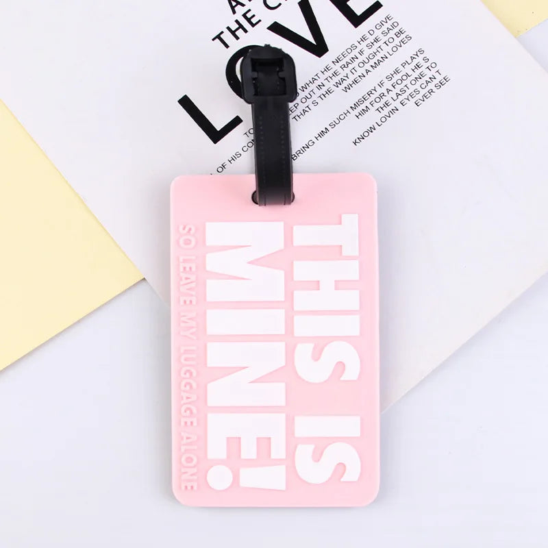 Soft PVC Luggage Tag Fashion Letter Printed Travel Tags Men Women Suitcase Name Tag Airplane Labels Bag Tags Travel Accessories