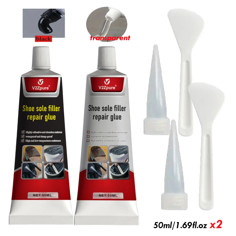 3PCS Shoe Repair Glue Kit White Black Sole Waterproof Quick Drying Filling Repair Glue Wear-resistant Sealant Crack Repair Agent