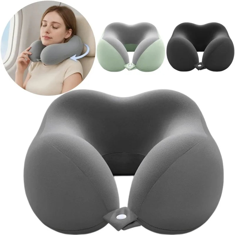 Travel Neck Pillow Memory Foam U-Shaped Soft Portable Neck Support Pillow for Airplane Car Home Office Use Ergonomic Designed