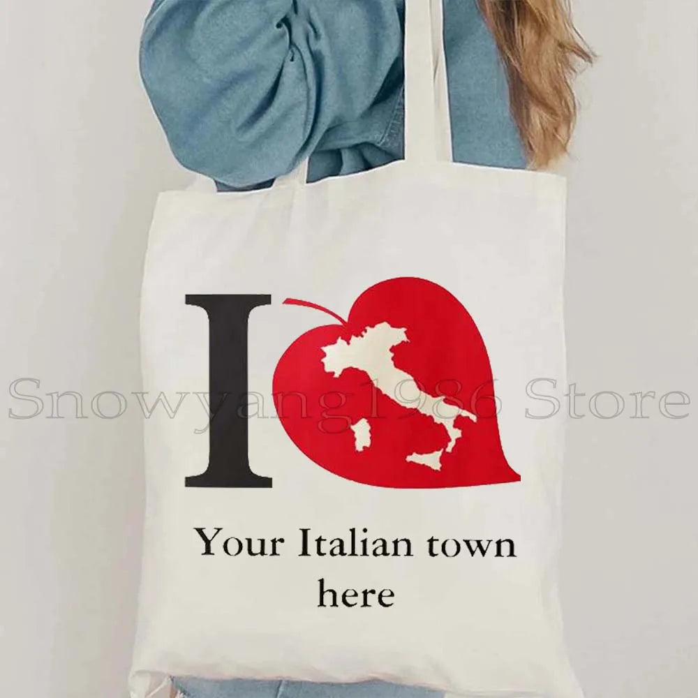 Funny Ciao Bella Saying Italy Flag Rome Colosseum Firenze Florence Panorama Italian Canvas Tote Bag Shopper Girl Casual Handbag