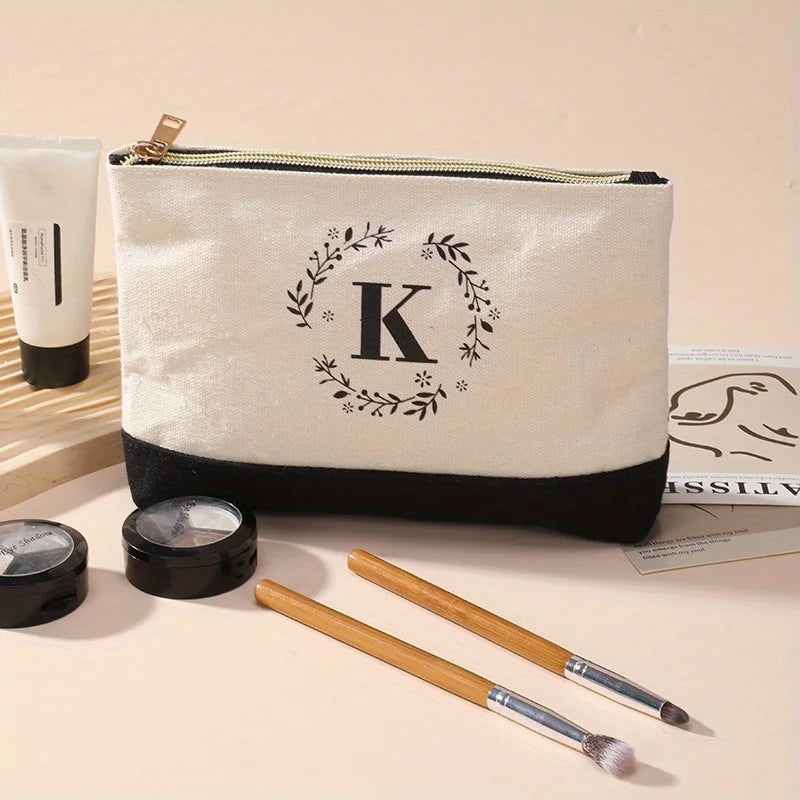 Fashion canvas lady's handbag  large capacity letter print makeup set  daily zipper coin purse key bag for going out