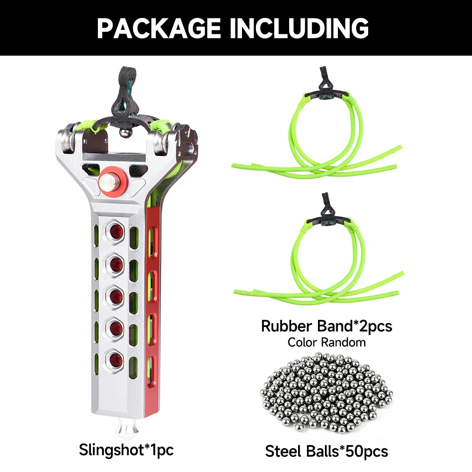 8-round Rapid Fire CNC Aluminum Slingshot with Automatic Magnetic Suction for Outdoor Hunting and Shooting Competition