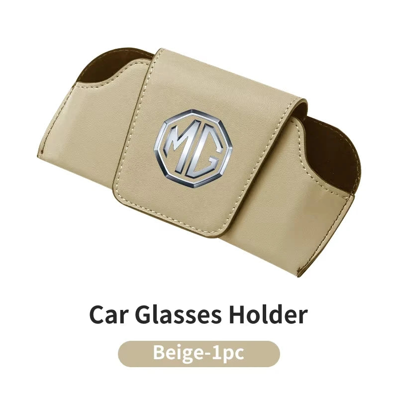 Leather Car Sun Visor Clip Glasses Case Sunglasses Storage Box Holder For MG ZS MG4 EV MG5 MG HS MG3 MG6 Interior Accessories