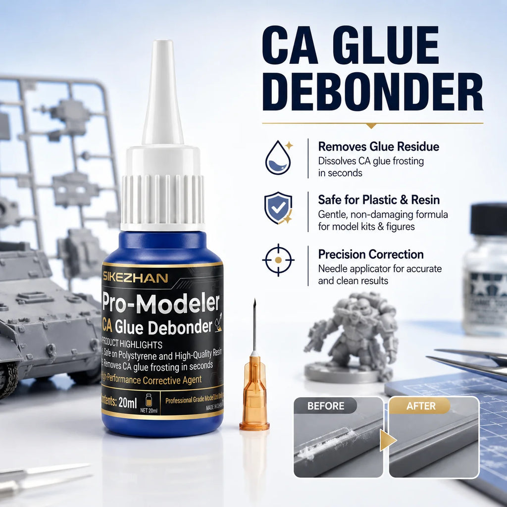 SIKEZHAN 20ml CA Glue Debonder Super Adhesive Remover Cleans Glue Frosting Safe on Resin Polystyrene Plastic Model Hobby Tools