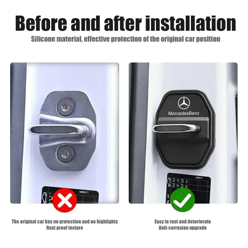 2/4pcs Silicone Car Door Lock Buckle Protector Cover for Mercedes Benz AMG W204 W213 W205 W211 W176 W164 CLA Smart Auto Access