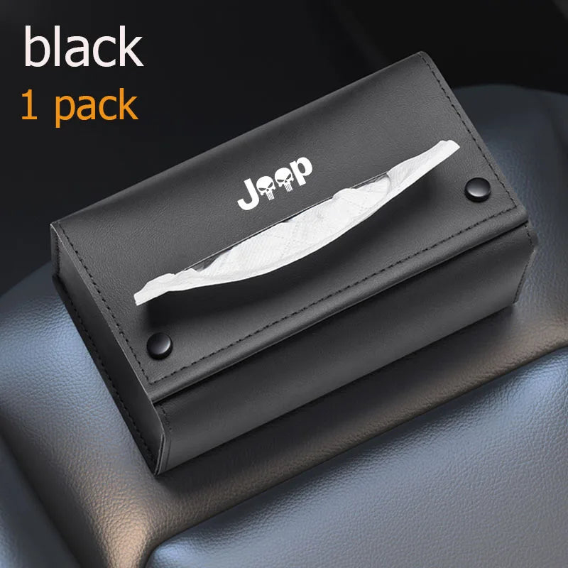 Car armrest box magnetic tissue box seat back napkin box for Jeep Grand Cherokee Wrangler 4xe Rubicon Commander Compass Patriot