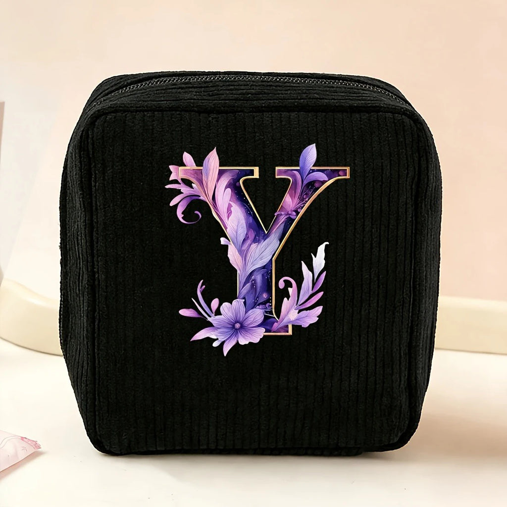 New Fashionable Purple Letter-Patterned Sanitary Napkin Storage Bag, Multifunctional Portable Travel and Daily Storage Bag, Ideal Gift Choice for Girls