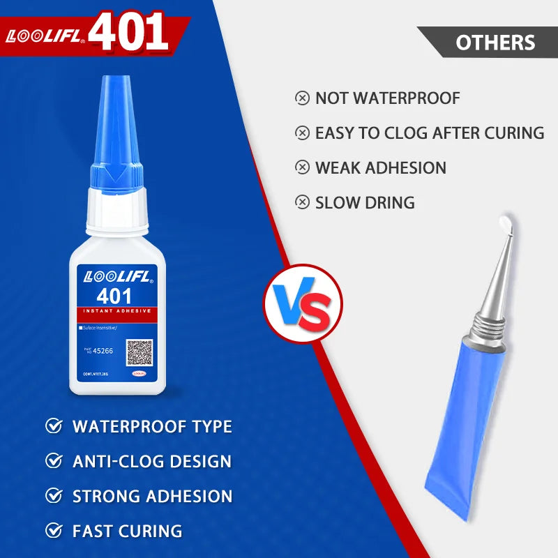 401 Instant Super Glue Strong Fast Dry Universal High Strength Adhesive for Resin Ceramic Metal Glass Plastic Wood Powerful