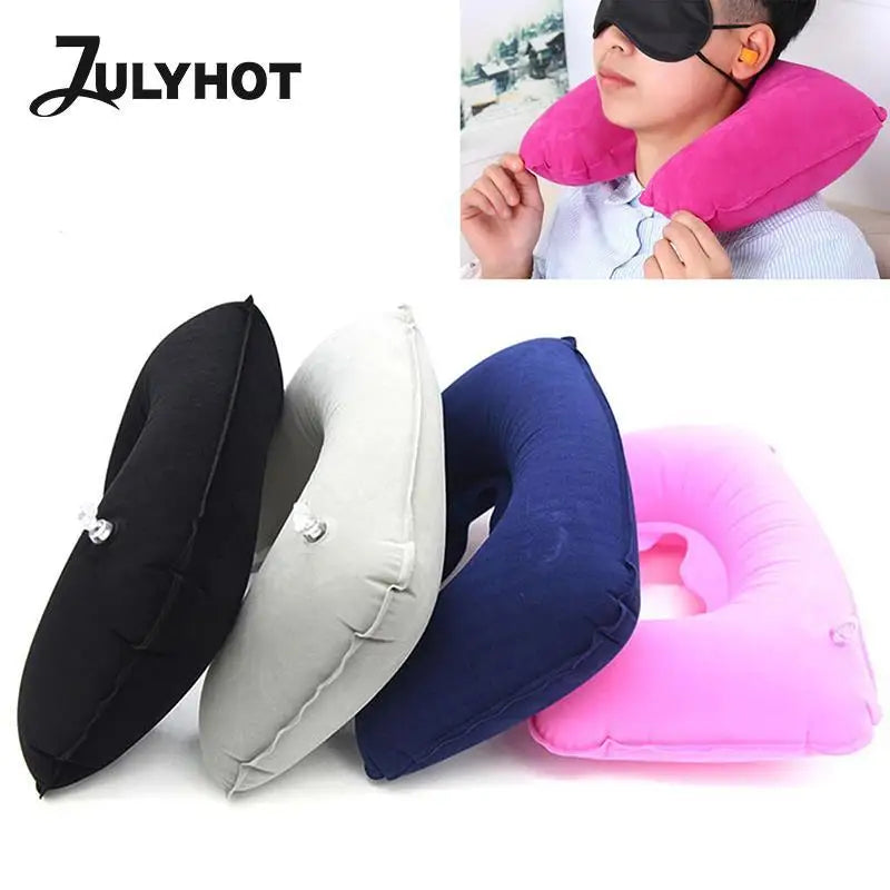 Outdoor Travel U-Shape Inflatable Pillow Airplane Soft Neck Pillows Health Sleep Head Cushion Ring Pillow Folding Cushion