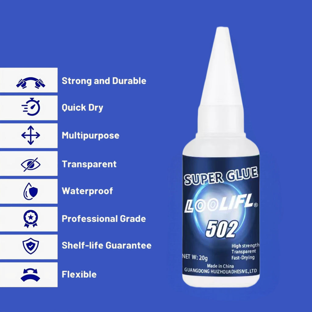 8PCS LOOLIFL 502 Super Glue 20g Strong Instant CA Adhesive Waterproof With Nozzles Metal Wood Glass Car DIY Craft Repair