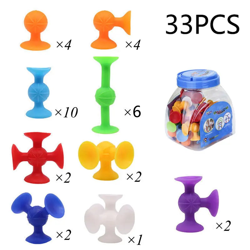 Montessori Animal Silicone Soft Building Blocks Children Toys DIY Suction Cup Assembly Construct Sensory Play Educational Toys