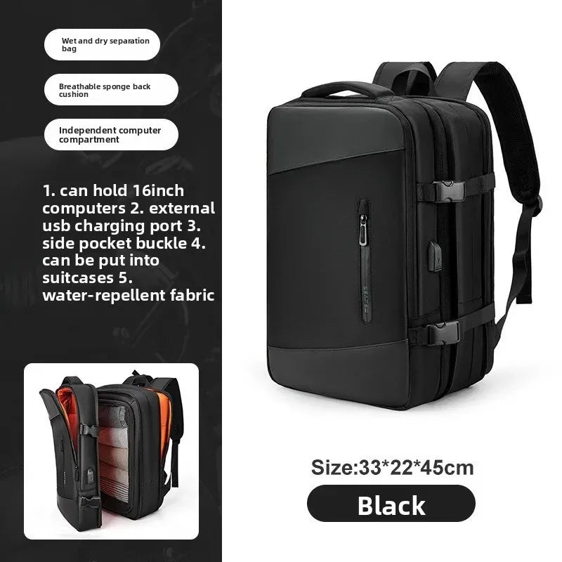Large Capacity Expandable Travel Backpack Double Shoulder Bag for Business Trips Mountaineering And Computer Carrying