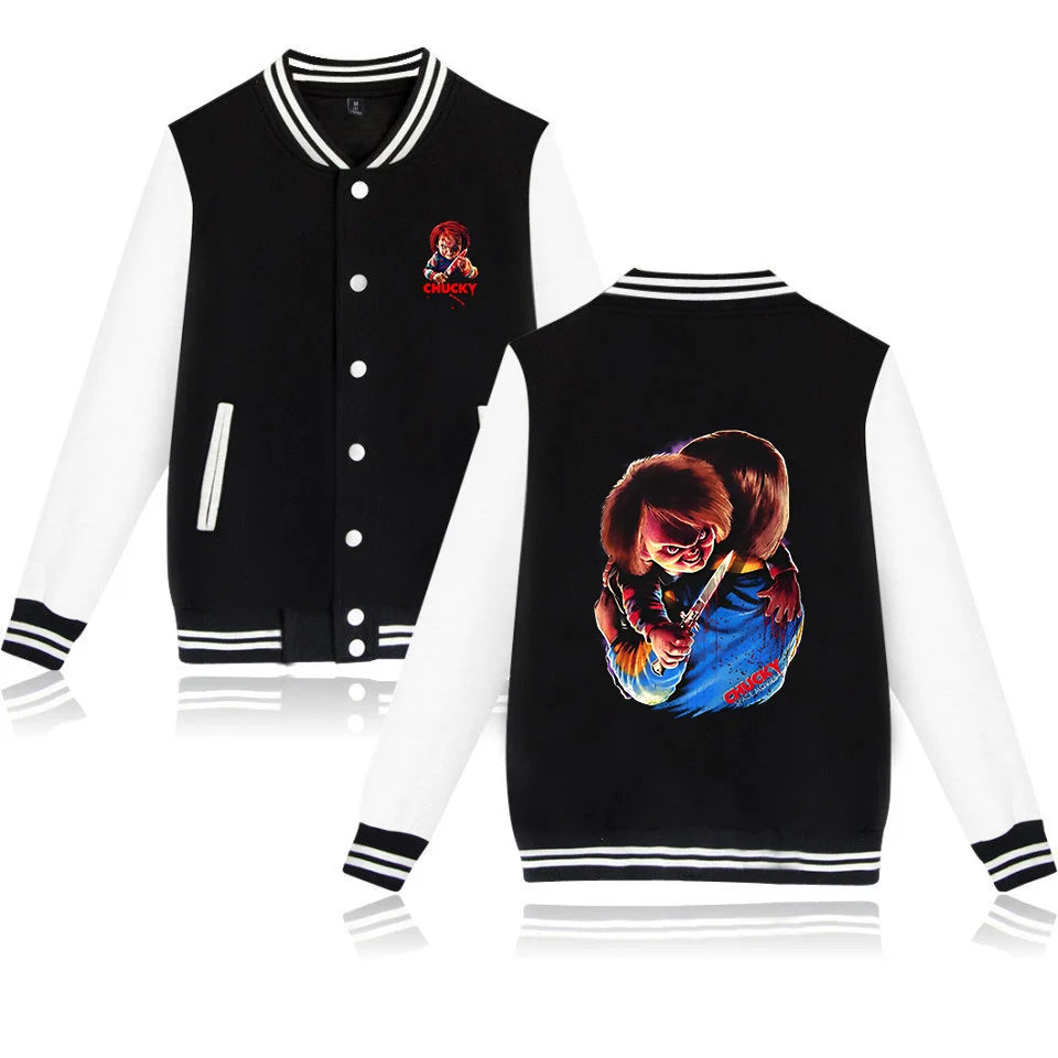 Child's Play Chucky Bomber Jacket Women Men Autumn Baseball Jacket Coat Student Streetwear Harajuku Bomber College Jacket