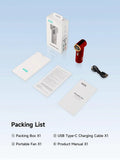Kica JetFan Mini Personal Handheld Fan 3000mAh, Metal Turbo Fan, Adjustable Speed, Outdoor/Travel/Camping, Up to 14H Work Time