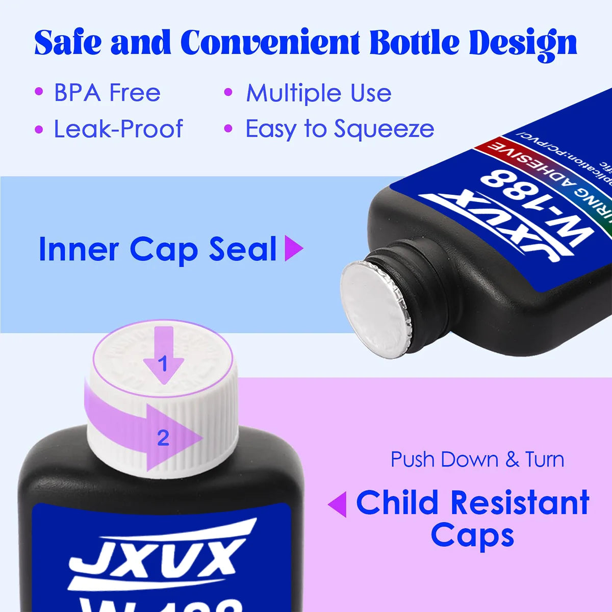 JXVX 50 g new high-strength UV curing resin adhesive W-188 is suitable for DIY process, bonding and welding glass, metal, ceramics and ABS materials. Includes 1-3 UV curing lamps.