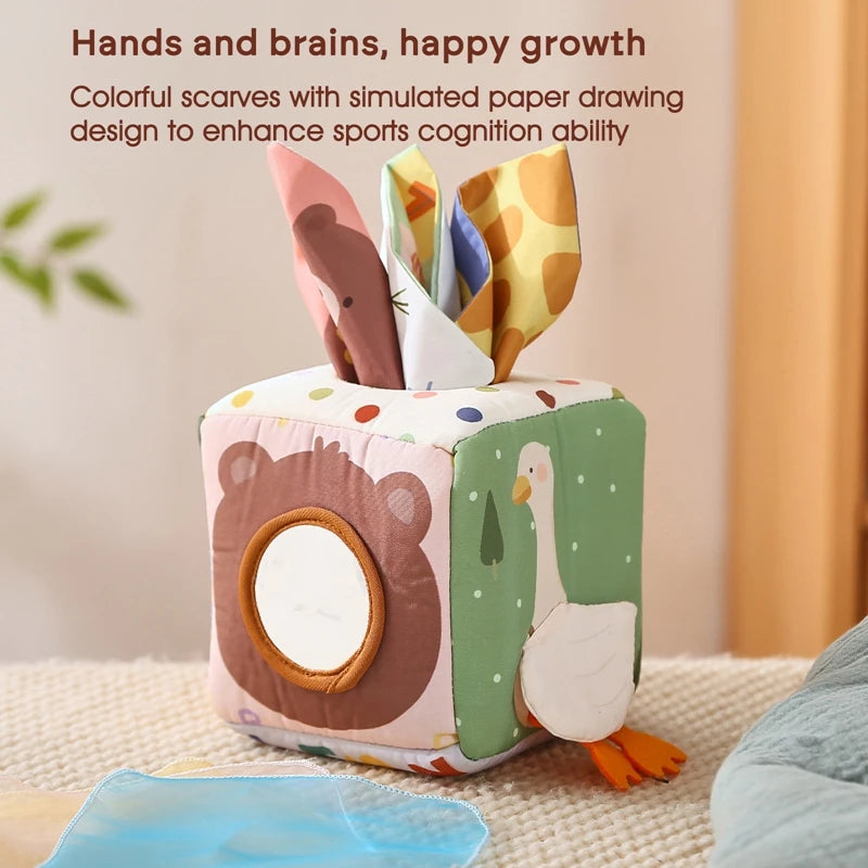 Montessori Toys Magic Cotton Animal Tissue Box Kids Finger Exercise Busy Board Toys Baby Educational Activity Sensory Game Gifts