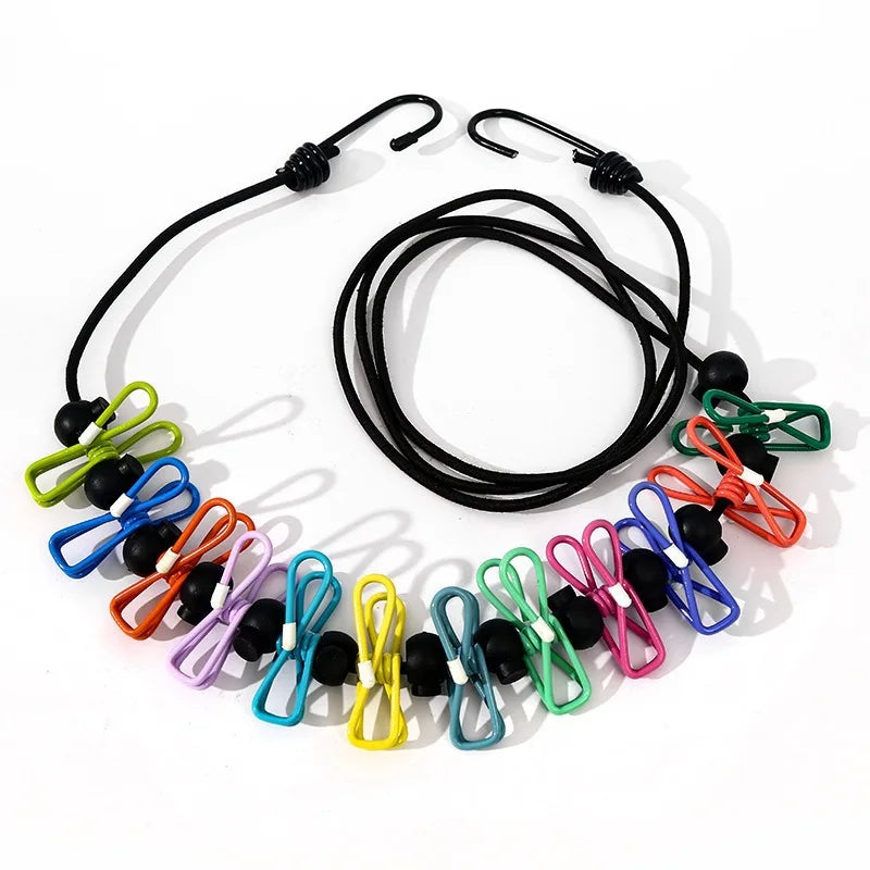 Portable Travel Clothesline Adjustable Camping Laundry Line Indoor Outdoor Hotel Drying Hanging Rope That Tightens with a Pull