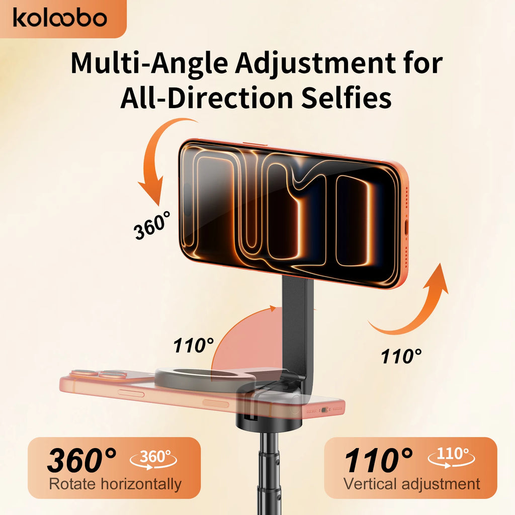 1.8m Extendable Double-sided Magnetic Phone Selfie Stick with Remote Auto-Open Tripod for iPhone 17/16/15 Live Streaming Vlog
