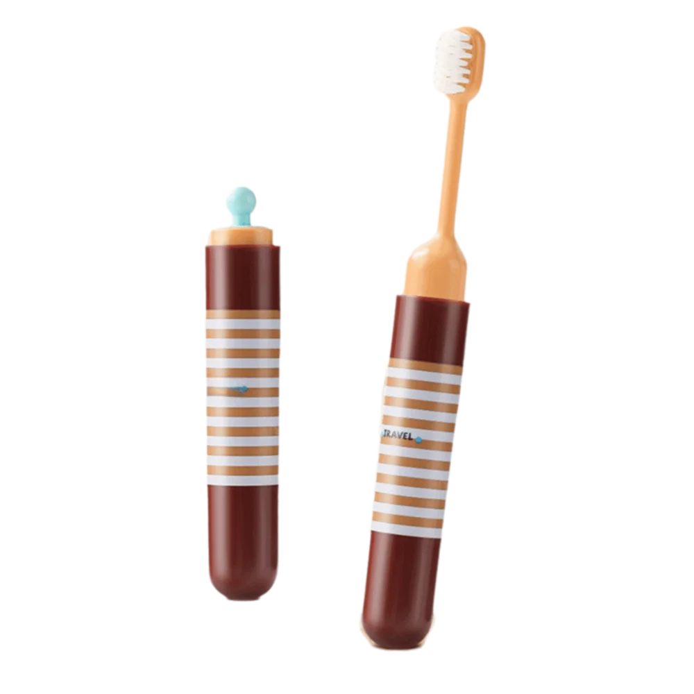 2-IN-1 Travel Toothbrush Set Foldable Portable Toothpaste Tube Storage Box Soft Bristled Mini Folding Toothbrush Dispenser