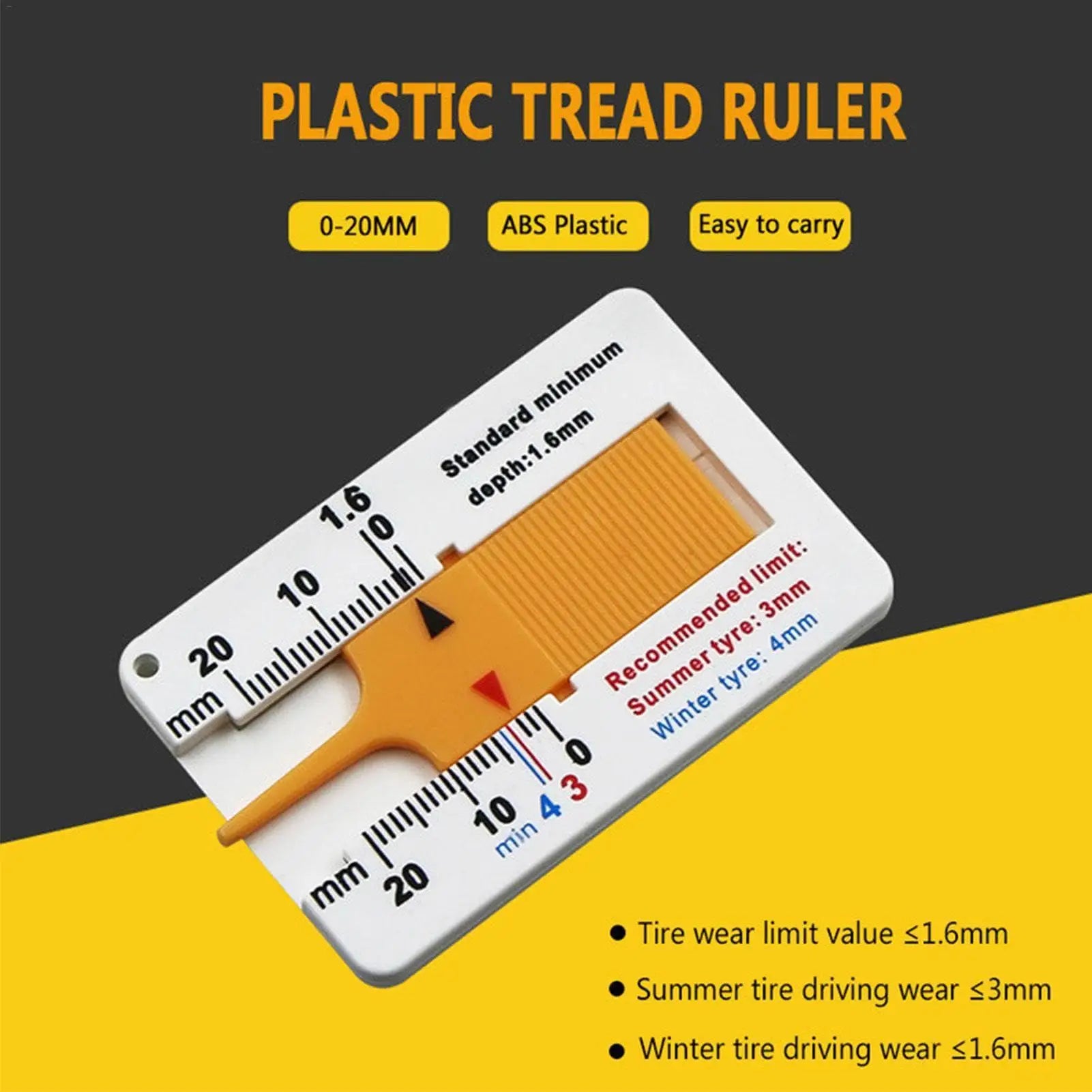 Tyre Tread Depth Depthometer Car Wheel Tread Depthometer Tread Ruler Wheel Measure Tool Plastic Measure Tool