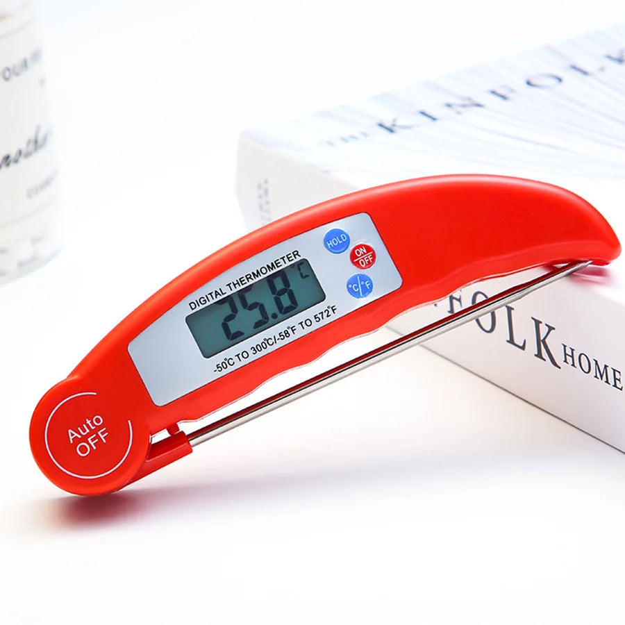Kitchen Food Thermometer Foldable Digital Display BBQ Thermometer High-Precision Instant-Read LCD Probe Grilling Kitchen Tools