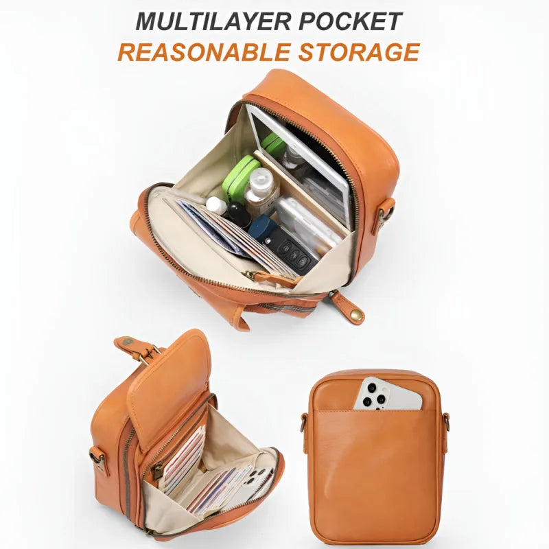 Women's Fashionable Retro Crossbody Bag Large Capacity Shoulder Bag Multi Functional Mobile Zero Wallet