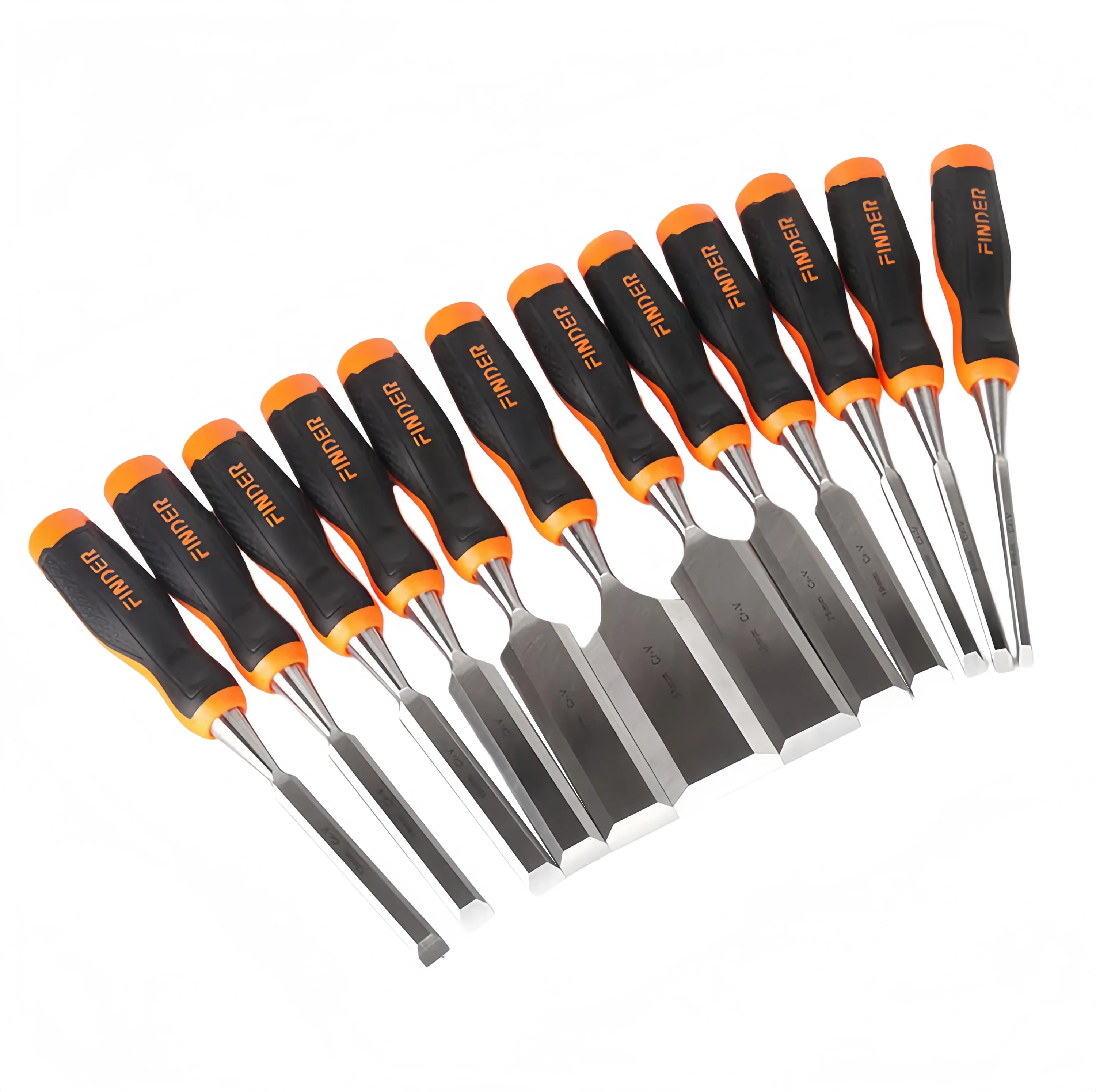 FINDER Wood Chisel with Comfort TPR Handle, Flat Carpentry Tools for Woodworking DIY, Fiberglass Reinforced Handle
