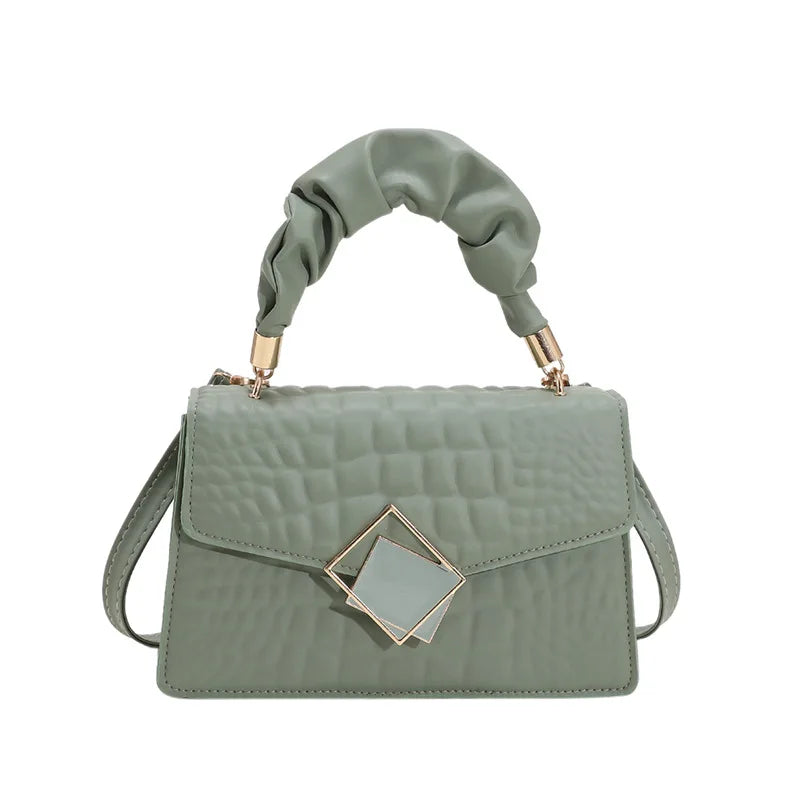 Elegant Snake Bone Chain Small Square Bag Women's Crossbody Simple Design Spring Summer New Style Trendy Handbag Purse