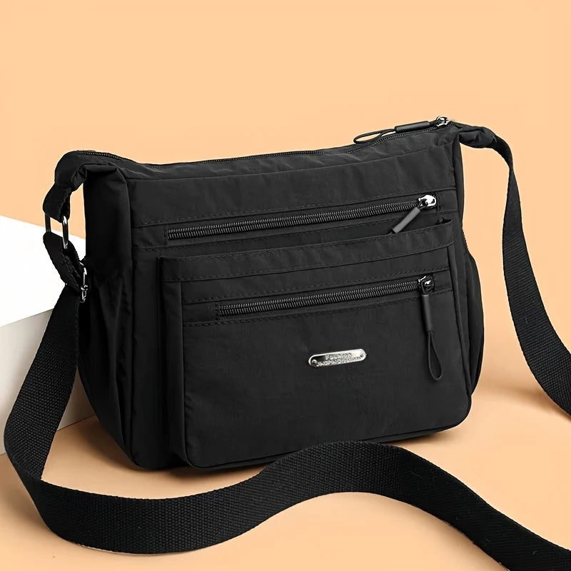 Casual Multi-pocket Crossbody Purse Adjustable Wide Strap, Multi Color Option Bag for Travel Outdoor Leisure City Outings