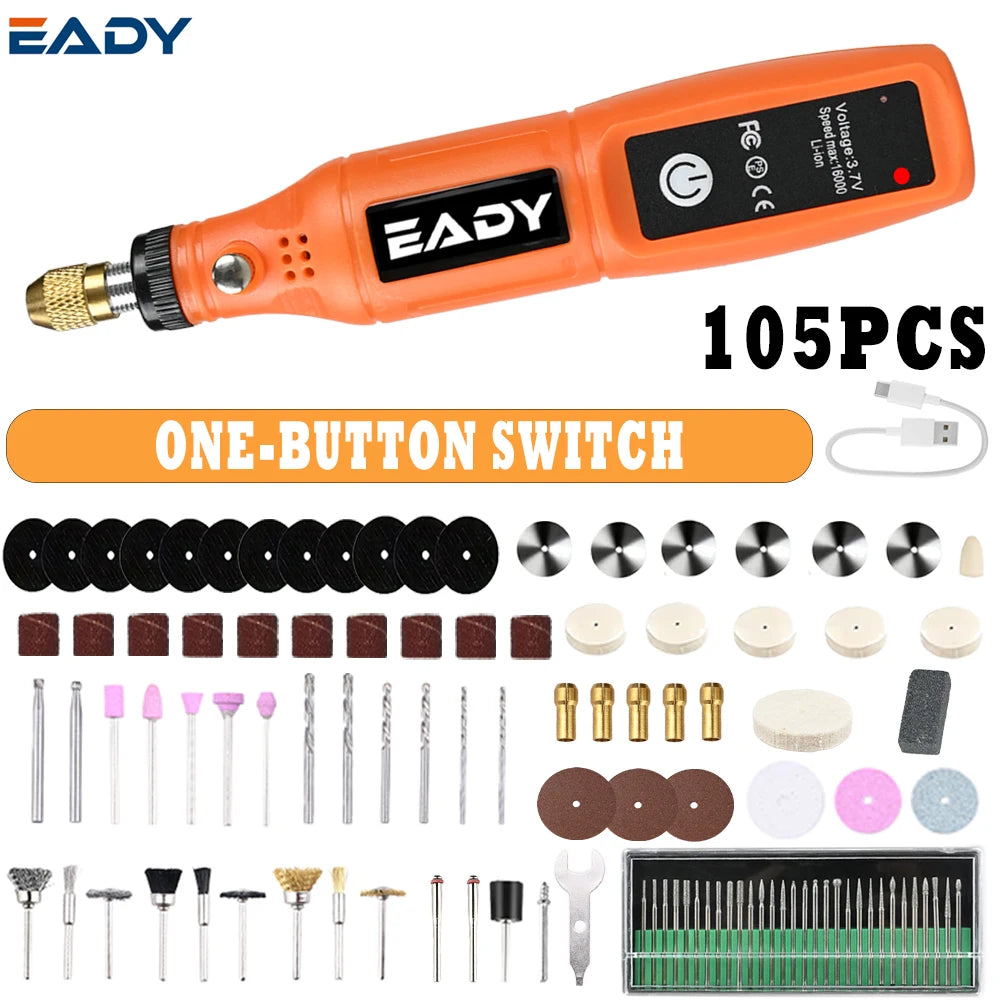 EADY Multifunctional USB Electric Rotary Tool, Mini Drill & Engraving Kit, Cordless DIY Hand Tools – Perfect for Sanding