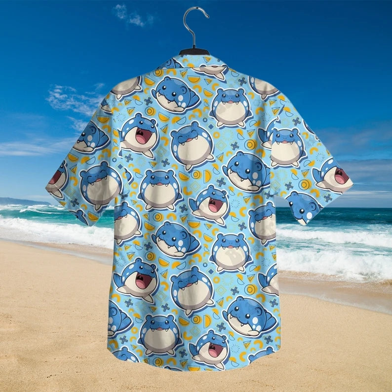 2026 Hot Selling Pokémon Spheal Men Hawaiian Shirt Shorts Set Women Summer Casual Loose Anime Pajamas T-shirt Shorts Two-piece