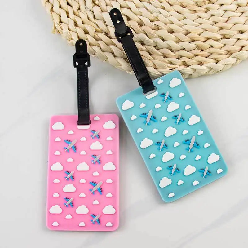New Cloud Airplane Print PVC Luggage Tags Id Name Suitcase Tag Cute Luggage Tag Luggage Identification Label Travel Accessories
