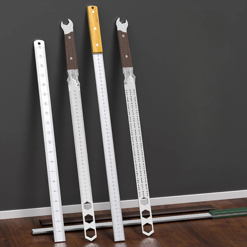 5mm Manganese Steel Measuring Ruler Non-Slip Handle Straightedge Tool For Workshop Construction Layout And Equipment Repair
