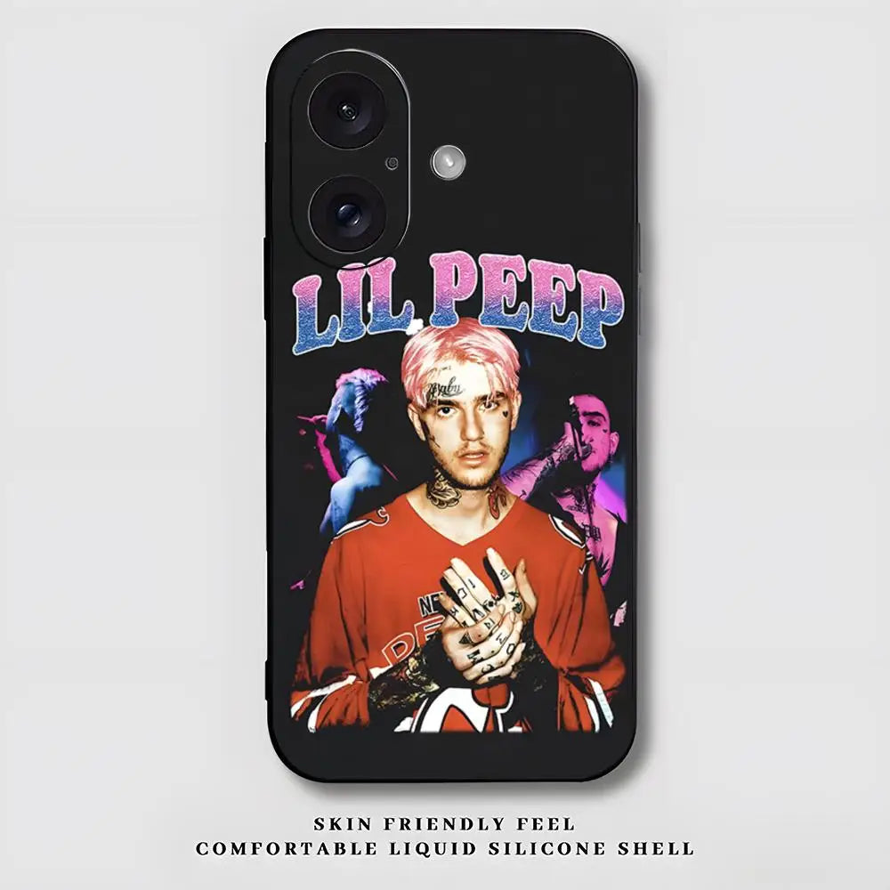 L-Lil Peep Famous Star Popular  Phone Case For iPhone 17 16 15 14 13 12 X XR XS 8 Plus Mini Pro Max Soft black Shockproof Cover