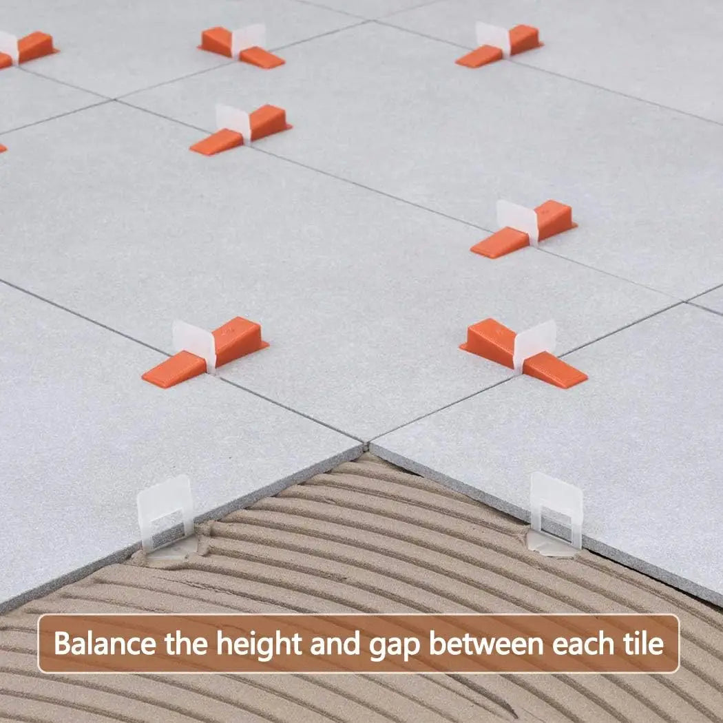 100pcs Set Tile Leveling System Wedges with Clips 1/25''(1mm) Professional Ceramic Tile and Stone Installation