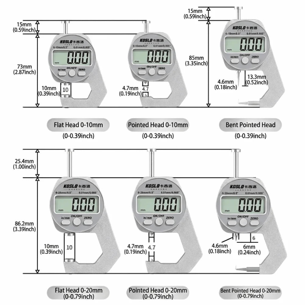 High Precision Digital Thickness Gauge Digital Display Accuracy Thickness Meter Wide Measuring Surface Portable