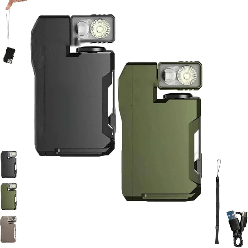 EDC Flashlight 400 Lumens Rechargeable Mini Dual Light RGB White Type C Portable Pocket Flashlight for Outdoor Camping Hiking