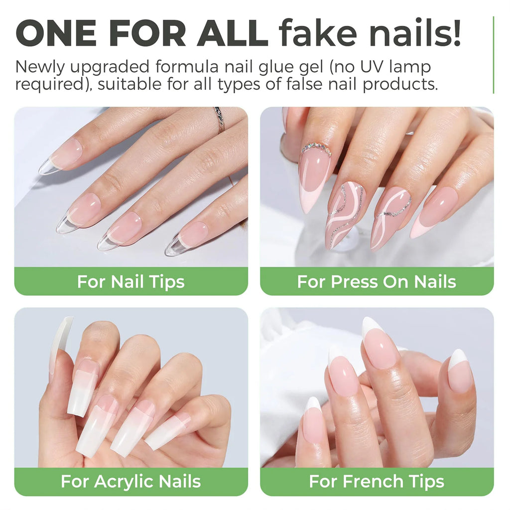 LOOLIFL Quick Drying Adhesive Nail Glue Professional Nail Glue for False Nails Acrylic Nail Rhinestone Decoration Extension Glue