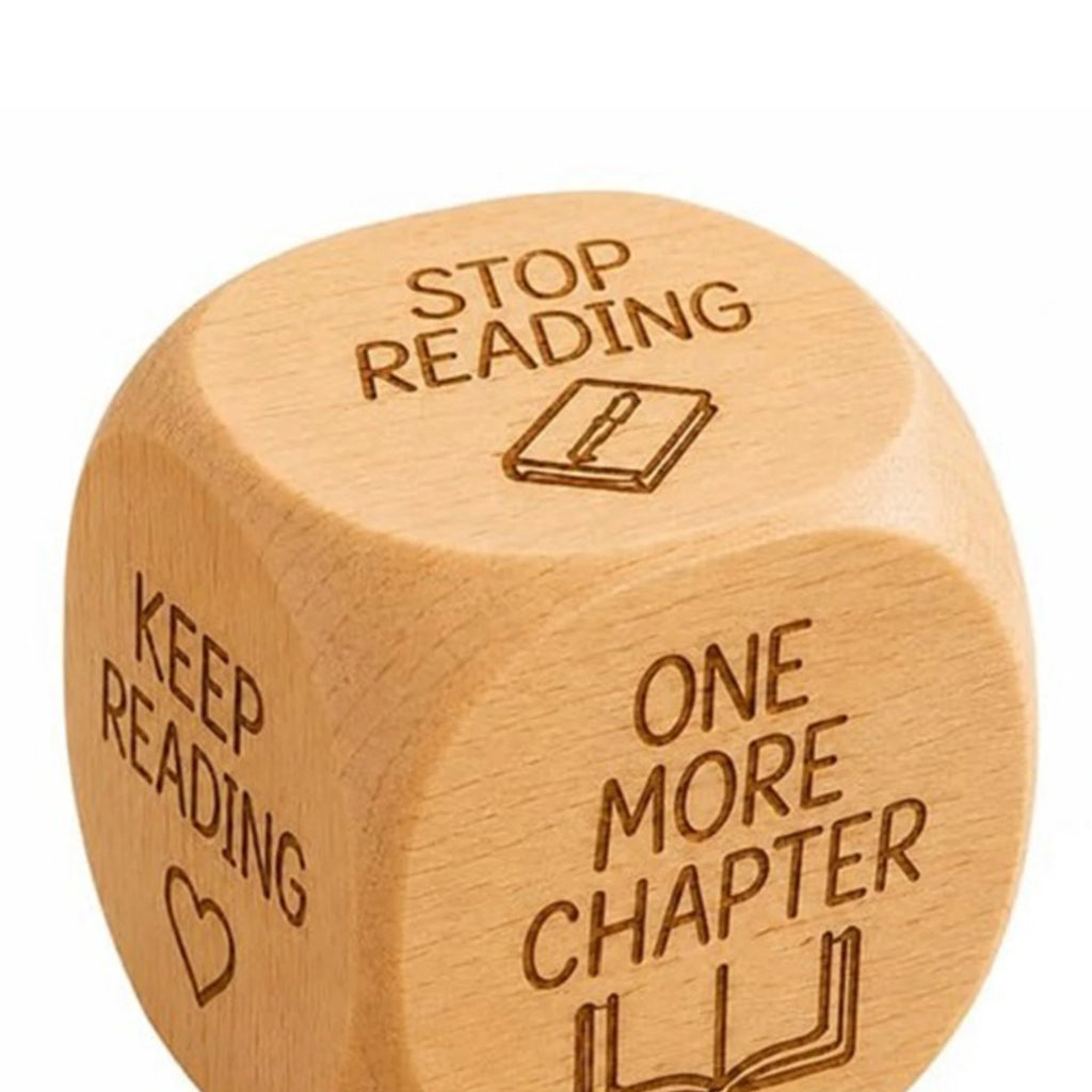Wooden Reading Decision Dice with Engraved Prompt Book Club Decor 6-Sided Creative What To Read Dice Novelty Gift for Book Worms