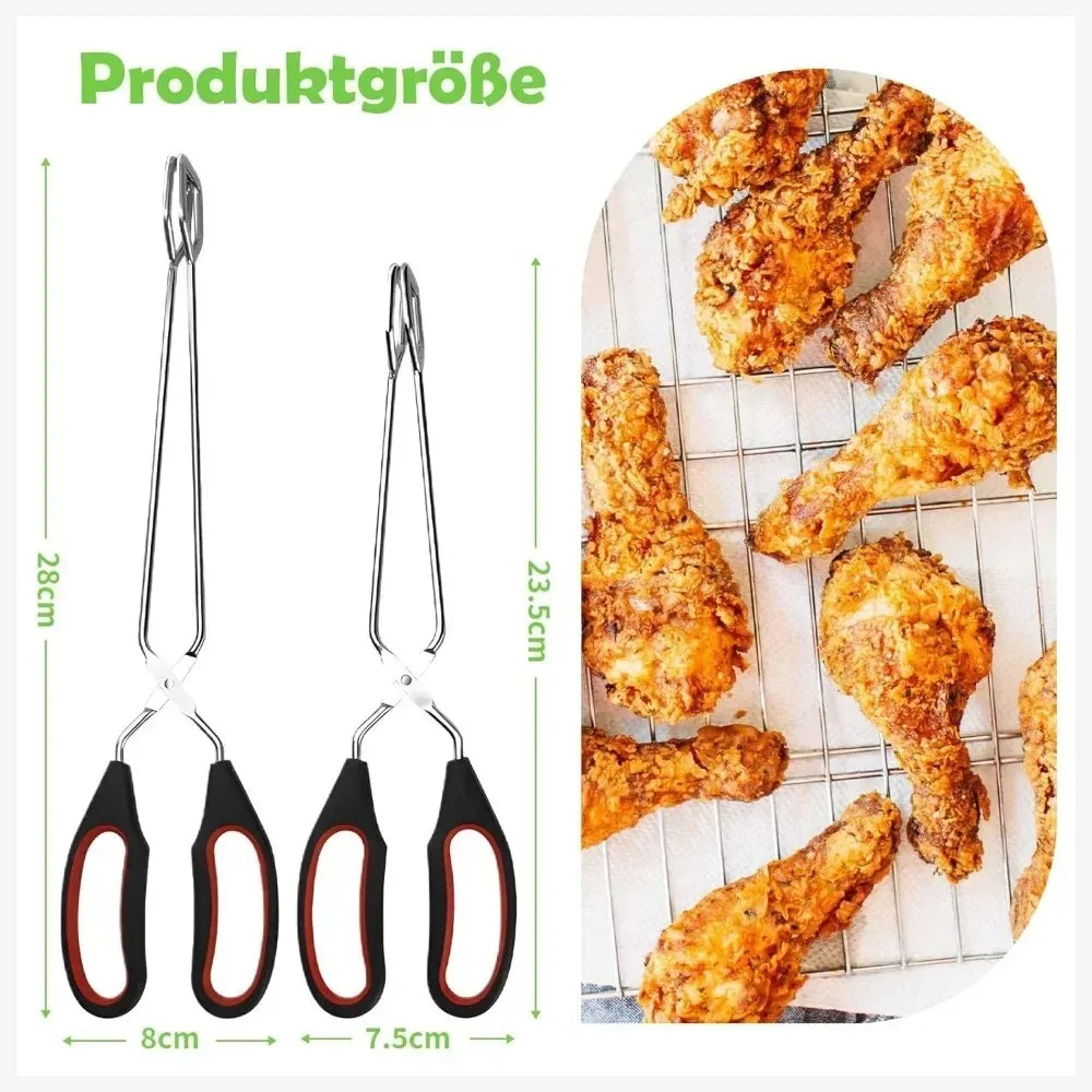 2pcs BBQ Tools Barbecue Scissor Pliers Tongs Grilled Food Tong Long Handle Bread Roast Clip Charcoal Pliers Kitchen Accessories