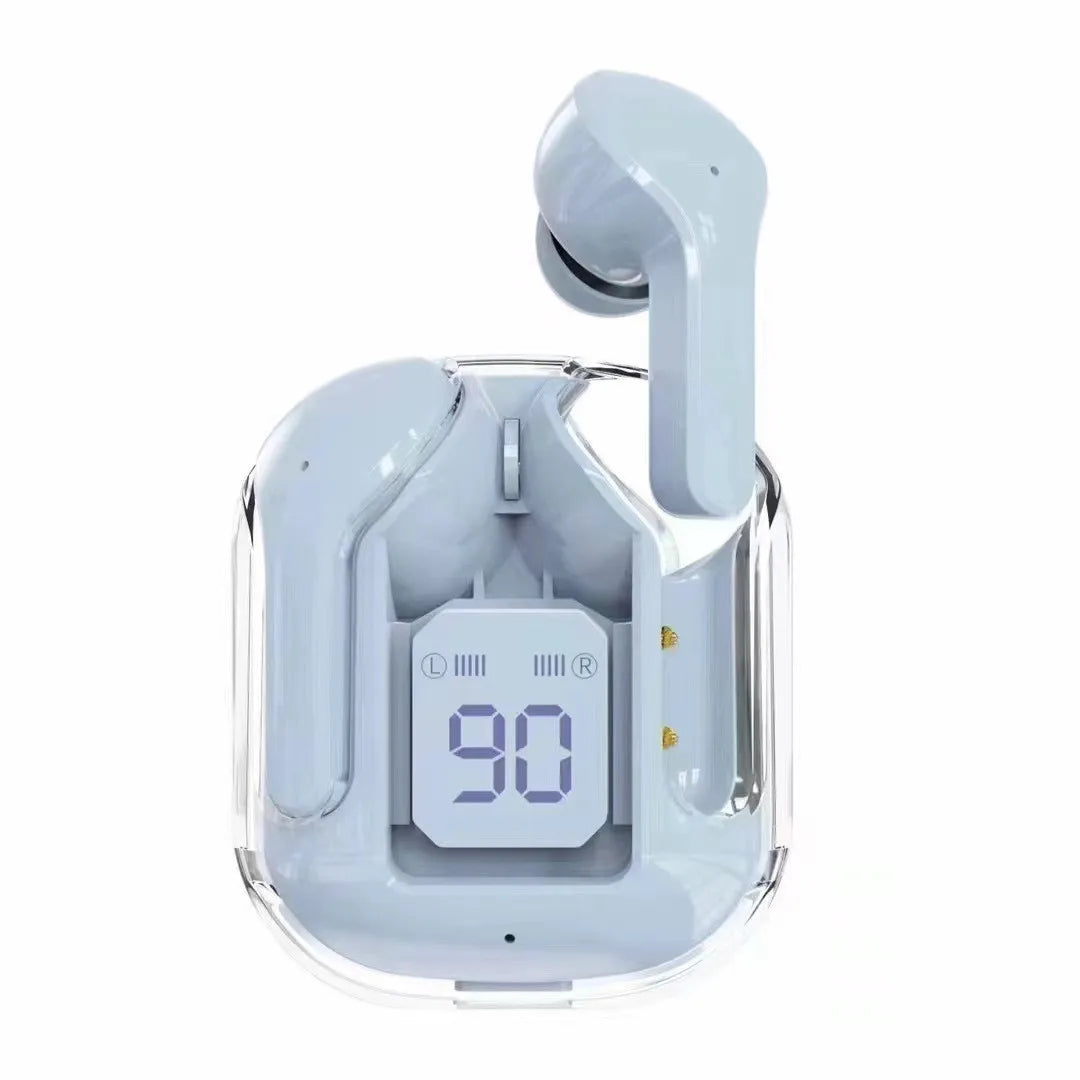 Pastel Lightweight In-Ear Earphones with Trendy Clear Charging Case Digital Power Display Portable Sports Audio Earbuds