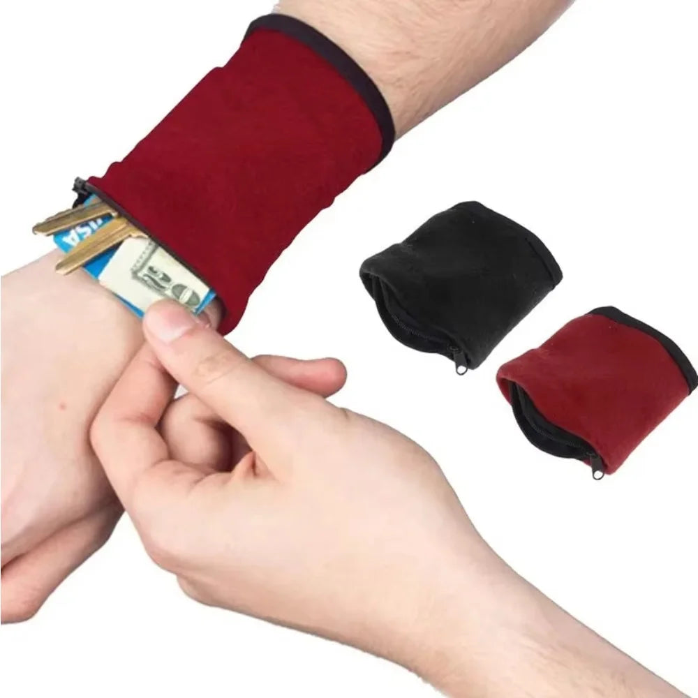 Running bag with zipper, wrist wallet, wrist bag, basketball wristband,yoga,sweatband, sports arm bag for key card storage case
