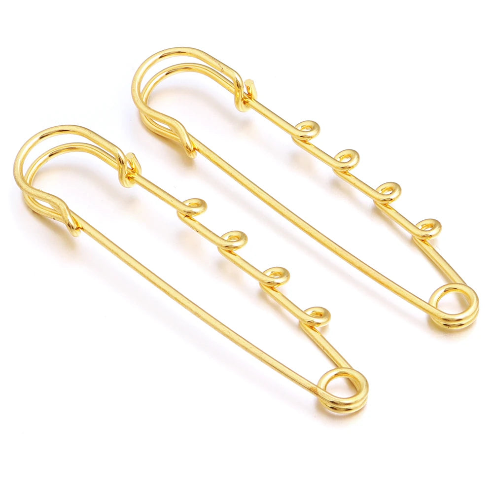 5-10pcs/lot Safety Pins Brooches Blank Base Brooch Pin With Loops Fasteners Pin For DIY Jewelry Making Brooch Charm Accessories