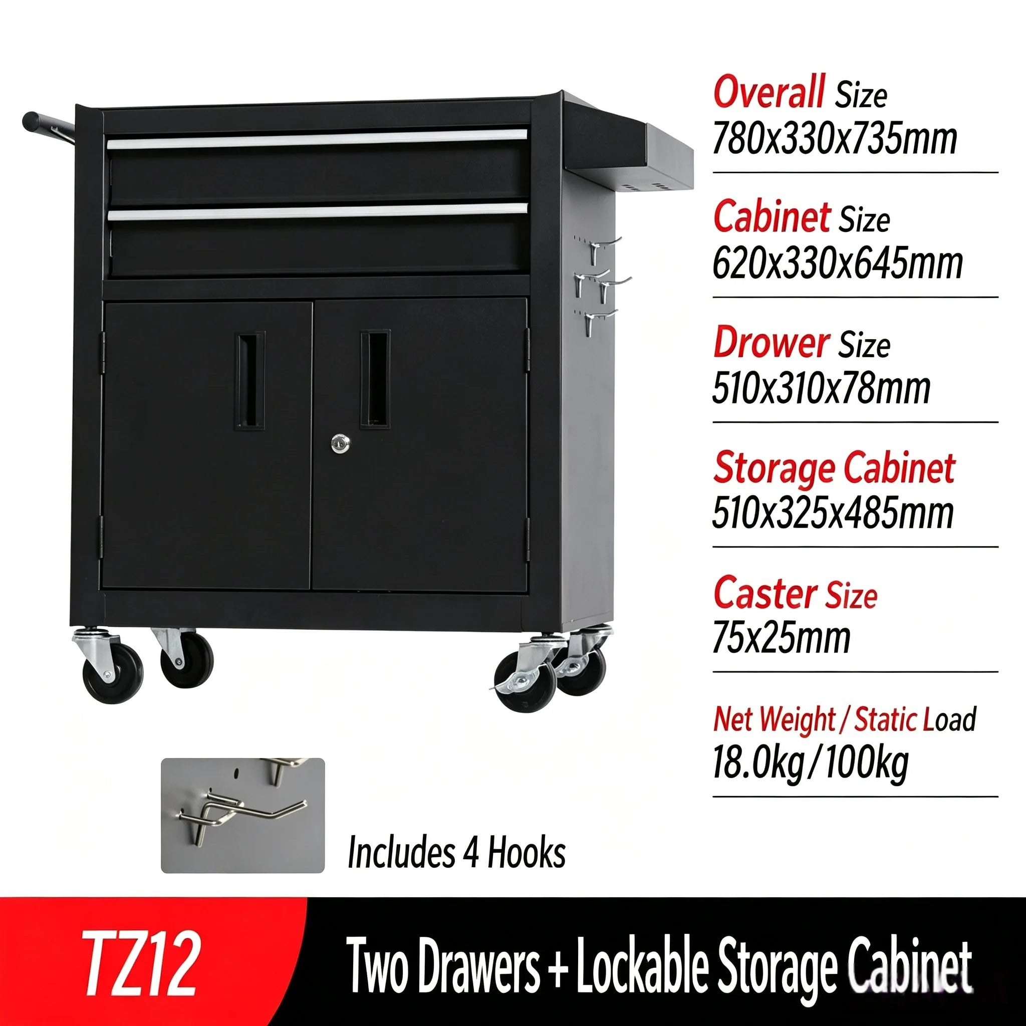 Auto Repair Tool Trolley Mobile Metal Tool Cabinet Tattoo Workbench Rolling Storage Box For Workshop Use
