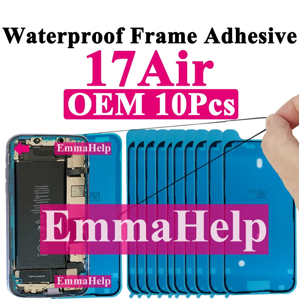 10pcs Waterproof Sticker for iPhone 16 Pro Max 17 14 13 12 11 15 XS XR 8 SE 3M Seal Adhesive Pre-Cut LCD Screen Frame Tape Glue