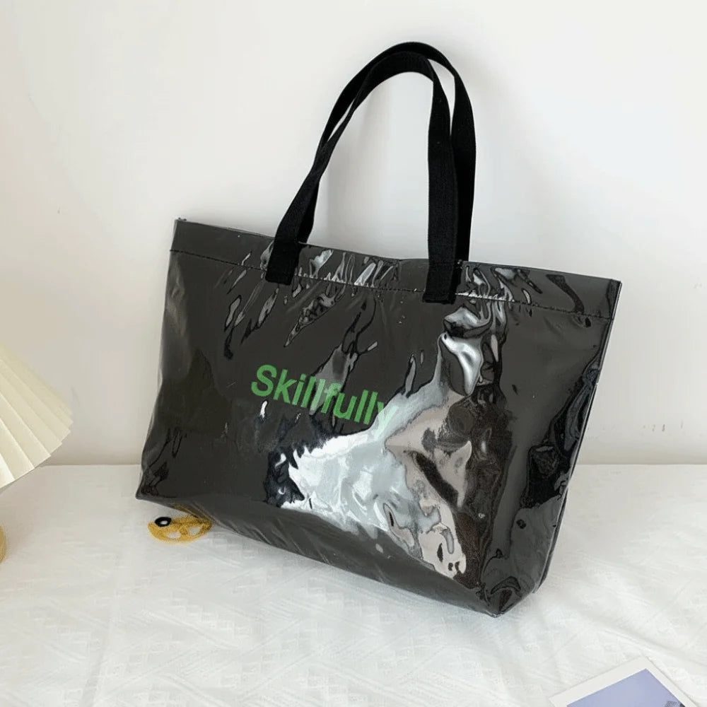 Large Capacity Transparent Jelly Bag Tote Bag Summer PVC Tote Bag Shoulder Pouch Beach Bag Letter Prints Handbags Shopping