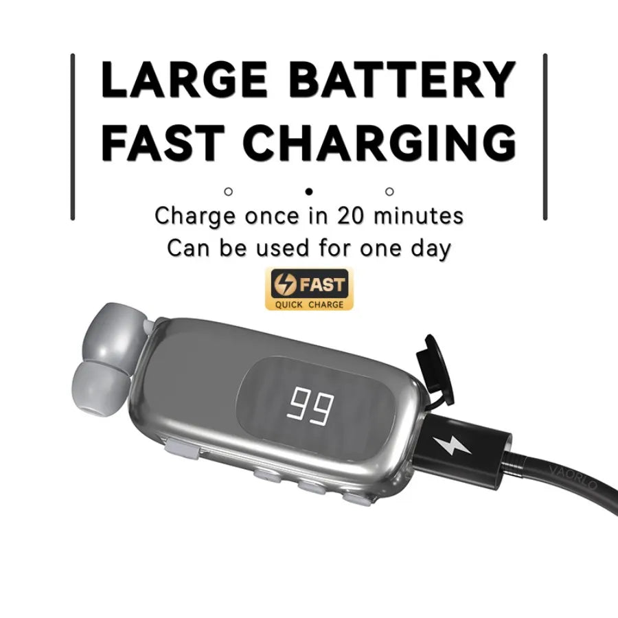 K75 Lavalier Business Headset Bluetooth 5.4 Bass Earphone HD Call Vibration Reminder+Voice Number Reporting Wireless Headphone